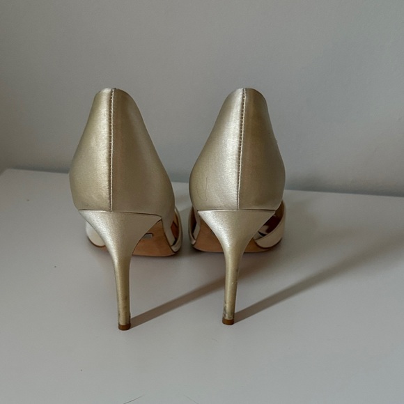 Badgley Mischka Women's Cream Jeweled Heels - Picture 3 of 4